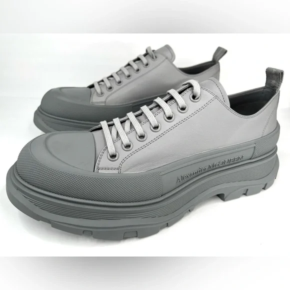 Alexander McQueen Men's Tread Slick Gray Low-Top Sneakers Size EU 49 - US 16 - Picture 10 of 10